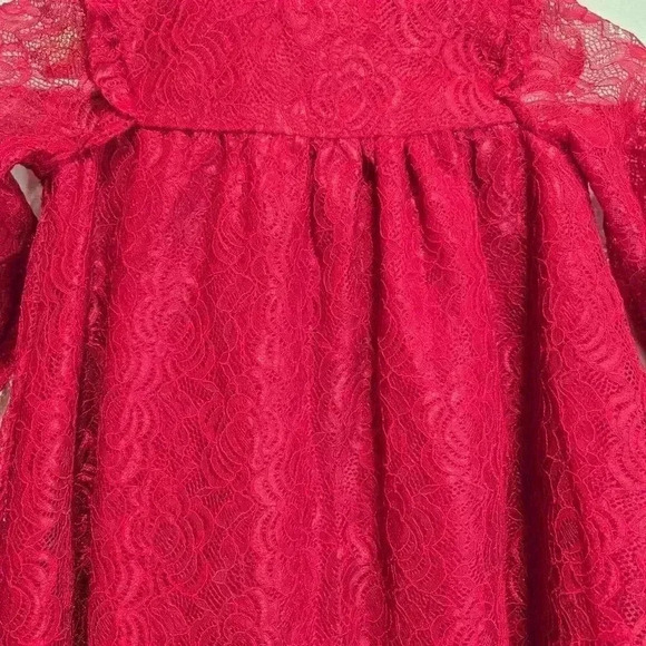 Wonder Nation Toddler Girls Red Lace Holiday Dress Ruffled Hem Size 4T - Picture 3 of 10